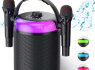 KITE Bevielė bluetooth nešiojama dviejų mikrofonų karaokė su garsiakalbiu juoda