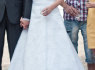 Balta, lengva, a formos, siuvinėta vestuvinė suknelė (1)