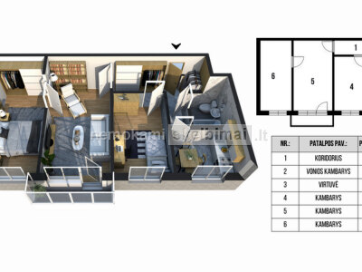 Vilnius, Šnipiškės, 3 - jų kambarių butas