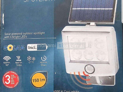 LED prožektorius su saulės panele