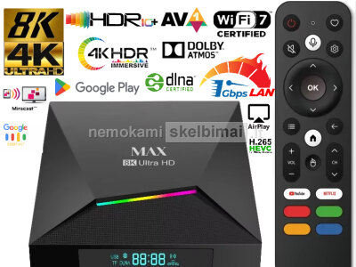 NAUJAS MAX 8K ULTRA - TV - BOX - VIRŠ 2000 GOOGLE TV - KANALŲ NEMOKAMAI