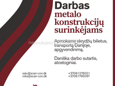 Darbas metalo konstrukcijų montuotojams Danijoje
