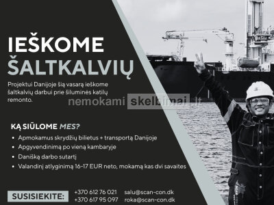 Darbas šaltkalviams Danijoje