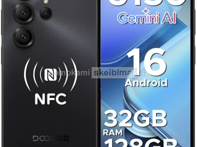 Naujas Telefonas DOOGEE Note56X Pro, NFC, 128GB 32GB, Galinga 6150mAh Baterija