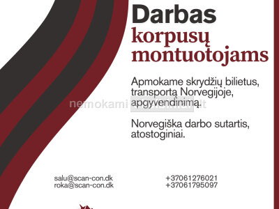 Darbas korpusininkams Norvegijoje