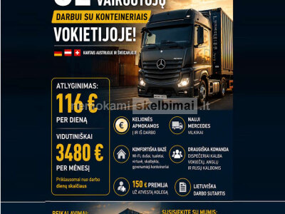 Darbas Vokietijoje CE kategorijos vairuotojai darbui su konteineriais