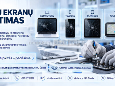 Nešiojamųjų kompiuterių, telefonų ir planšečių ekranų keitimas visoje Lietuvoje